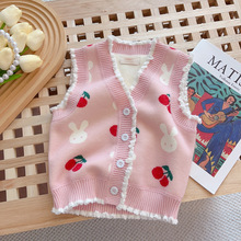 女童马甲秋季新款儿童背心外穿女宝宝针织衫秋装婴儿薄款春秋