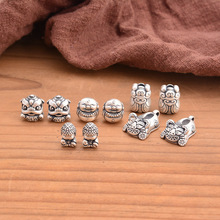 批发S999足银隔珠 复古玉蝉虎狮子虎鞋佛头3D硬银DIY手串配件
