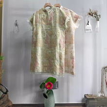 6393夏季新款 桑蚕丝欧根纱 2色 气质刺绣宽松连衣裙S-XL不退不换