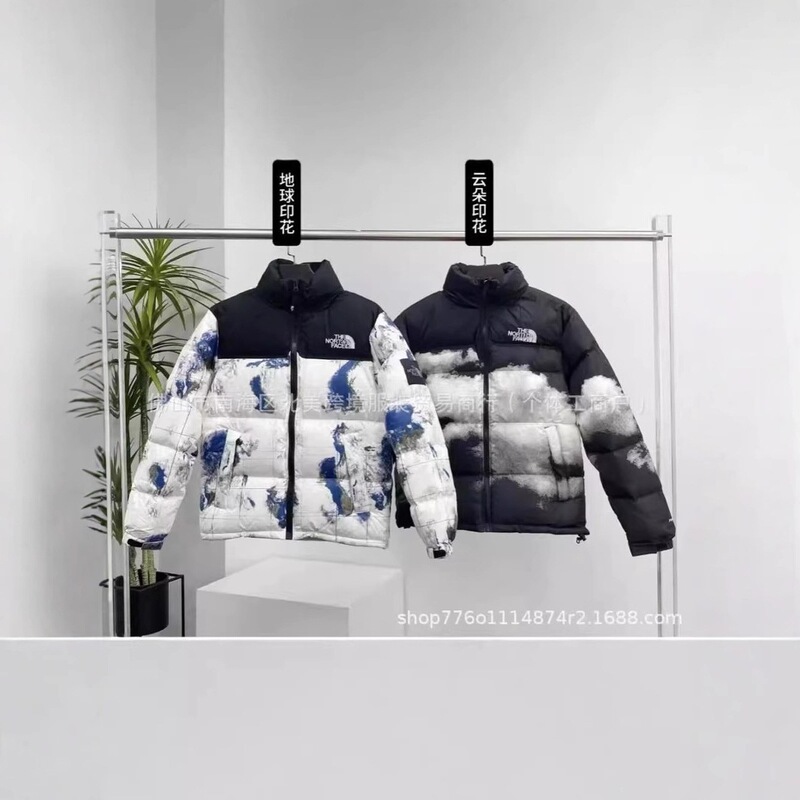 Beibei 2024 Men's Winter Printed New Jacket Tnf Thickeneded Fashionable Men's and Women's Cotton Outwear Cold-Proof Casual Versatile