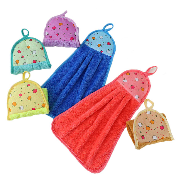 Coral velvet hand towel hanging style kitchen thickened cleaning…