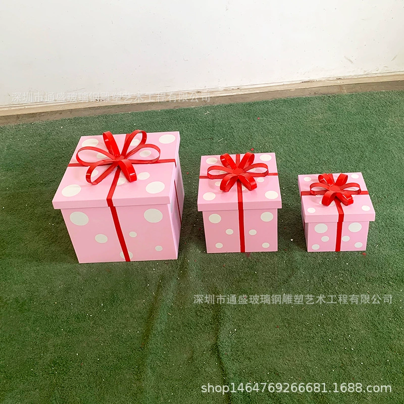 Рождественские декоративные элементы из стекловолокна: квадратная гигантская подарочная коробка, украшения для конфет с бантом