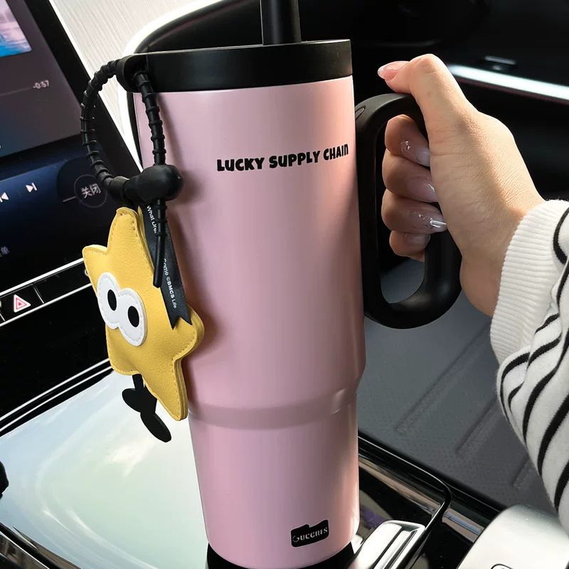 Straw, capacious handheld glass for students with glass
