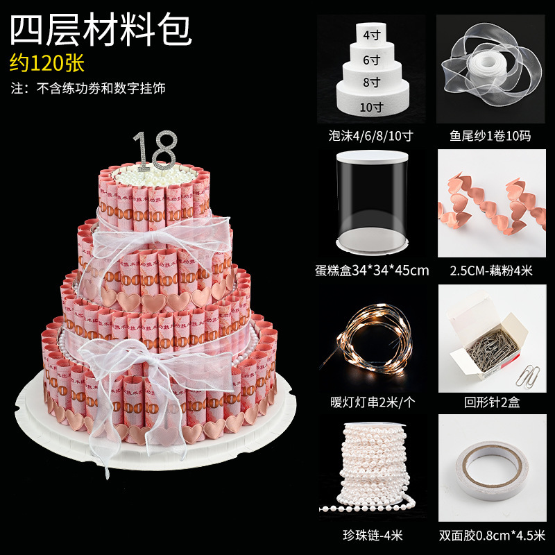 肥牛卷有钱花蛋糕材料包DIY制作蛋糕多层自制创意花束泡沫模型|undefined