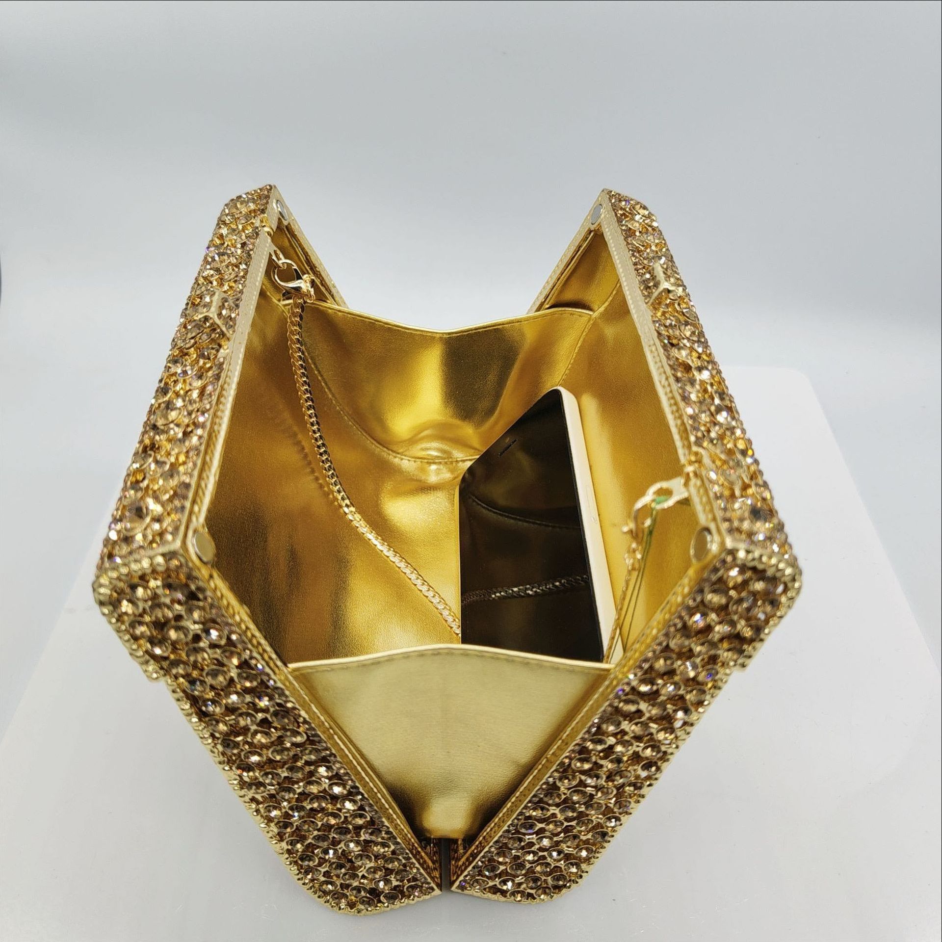 AliExpress bolsas de diamantes de agua metal de cristal bolsa de cena de diamantes hecha a mano bolsa de aleación de oro