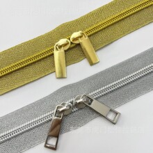 3号5#尼龙金属边金葱布金牙拉链银葱布炫银真空电镀牙现货秒发