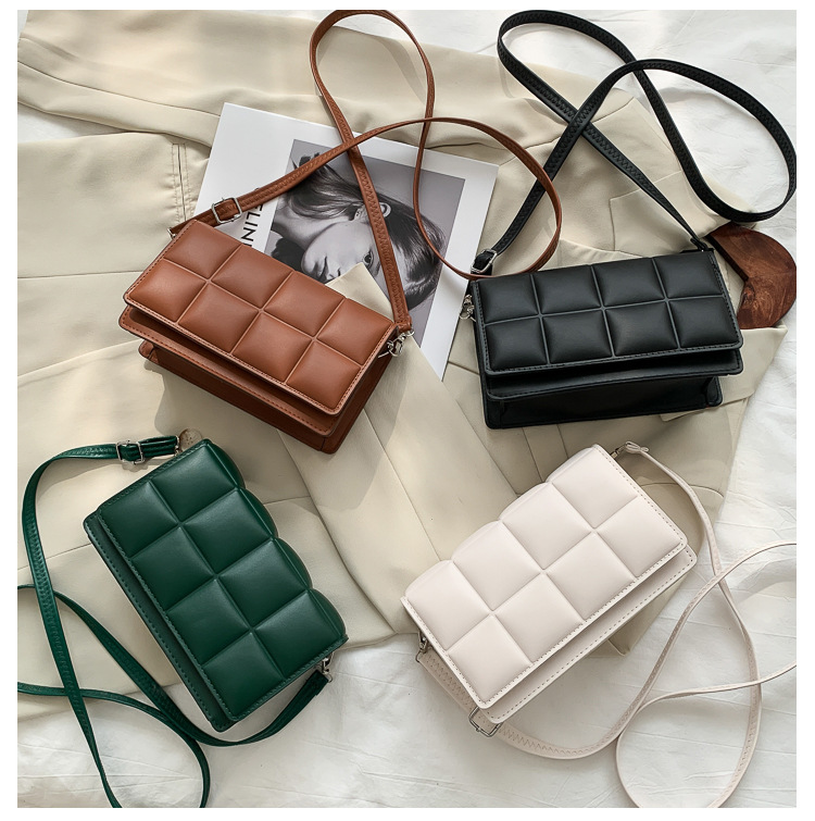 Medium Size Women's Medium Pu Leather Solid Color Streetwear Square Flip Cover Crossbody Bag