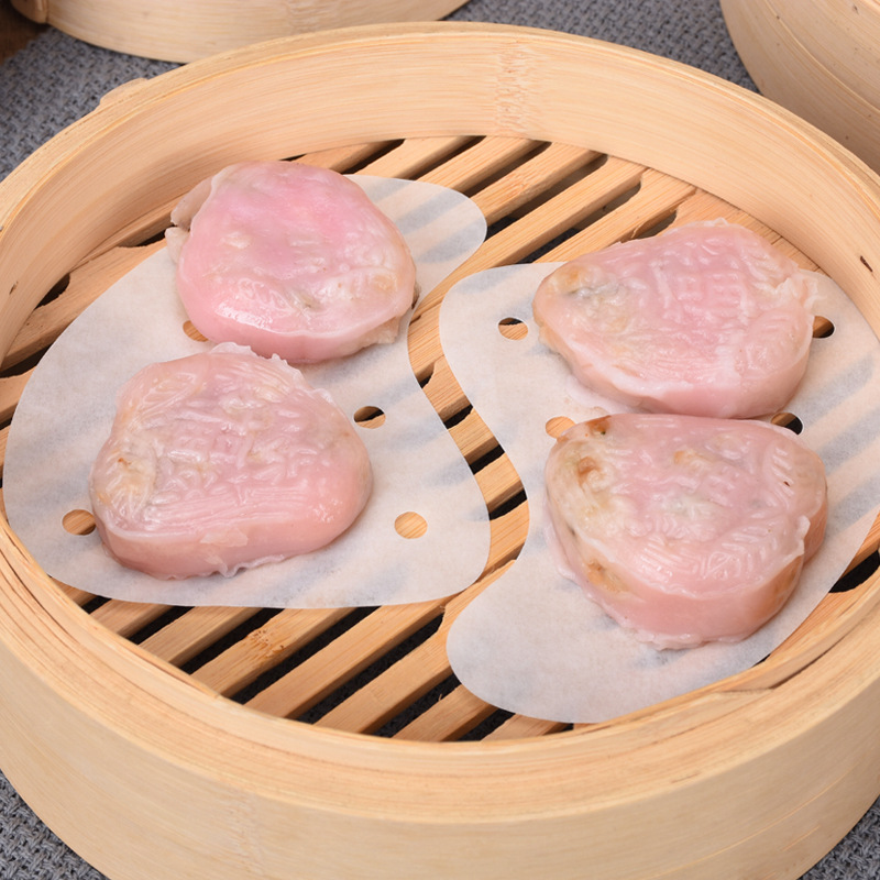 Pooh Chaoshan papel de vapor de melocotón rojo papel de vapor en forma de melocotón papel de ratón antiadherente Shell de pan de cebada cojín de papel ratón cáscara curvada papel de melocotón