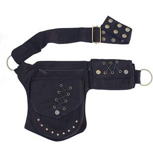 Women Canvas Sports Outdoor Leg Bag Hardware Waist Pack Cotton Utility Belt Crossbody Travel Pack Hiking Hangbag