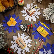 跨境新品圣诞节毛毡雪花杯垫白色毛毡杯垫餐垫无纺布杯垫家居装饰