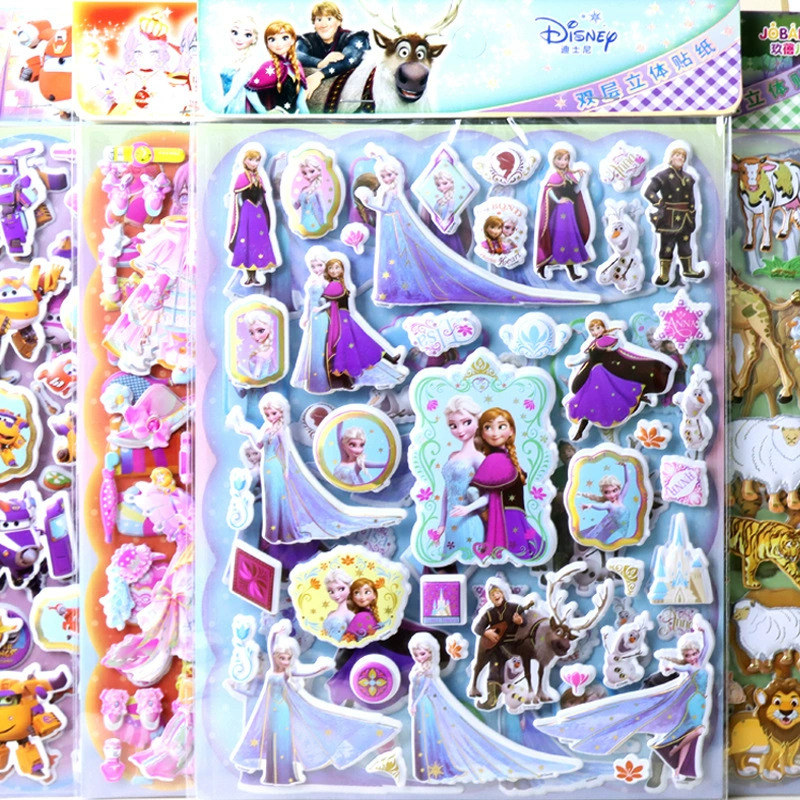 Frozen Princess Sofia Детский мультфильм трехмерная повязка двухслойные пенопластовые наклейки для девочек Динозавр наклейки с животными