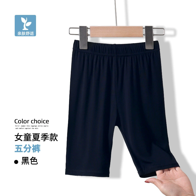 Summer leggings, black children's white colored trousers, for teenagers