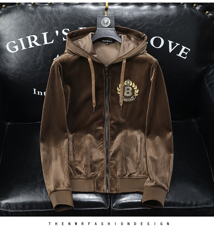 boy Europe Station 2023 Autumn Winter New Velvet Embroidered Men's Hooded Jacket Plus Size Trendy Casual Coat Top_viptrois.com