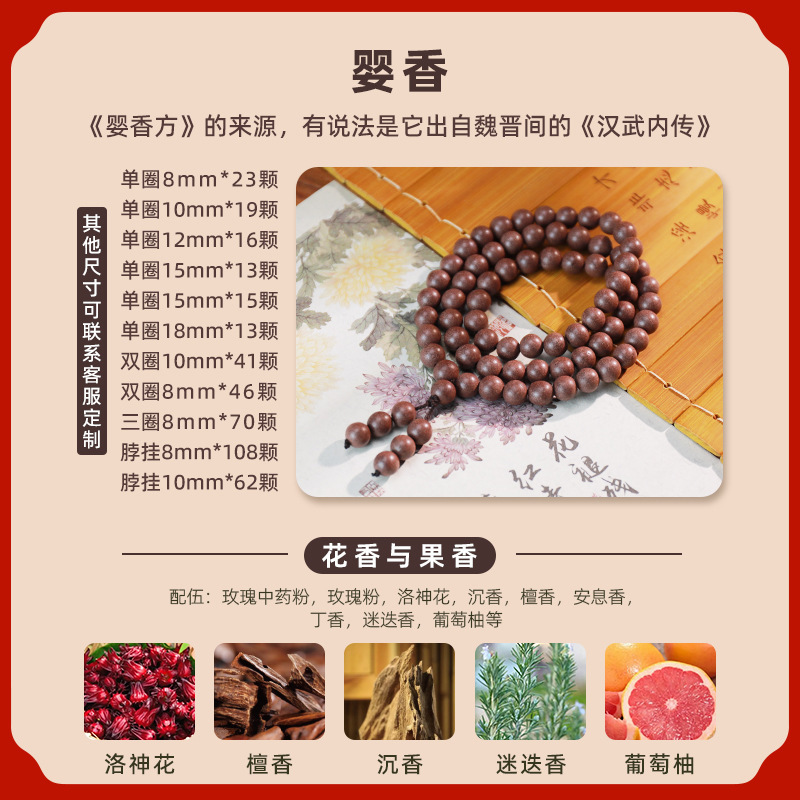 天然中药合香珠手串整串批发梦灵花蕊博物馆礼品手工中药手串成品|undefined