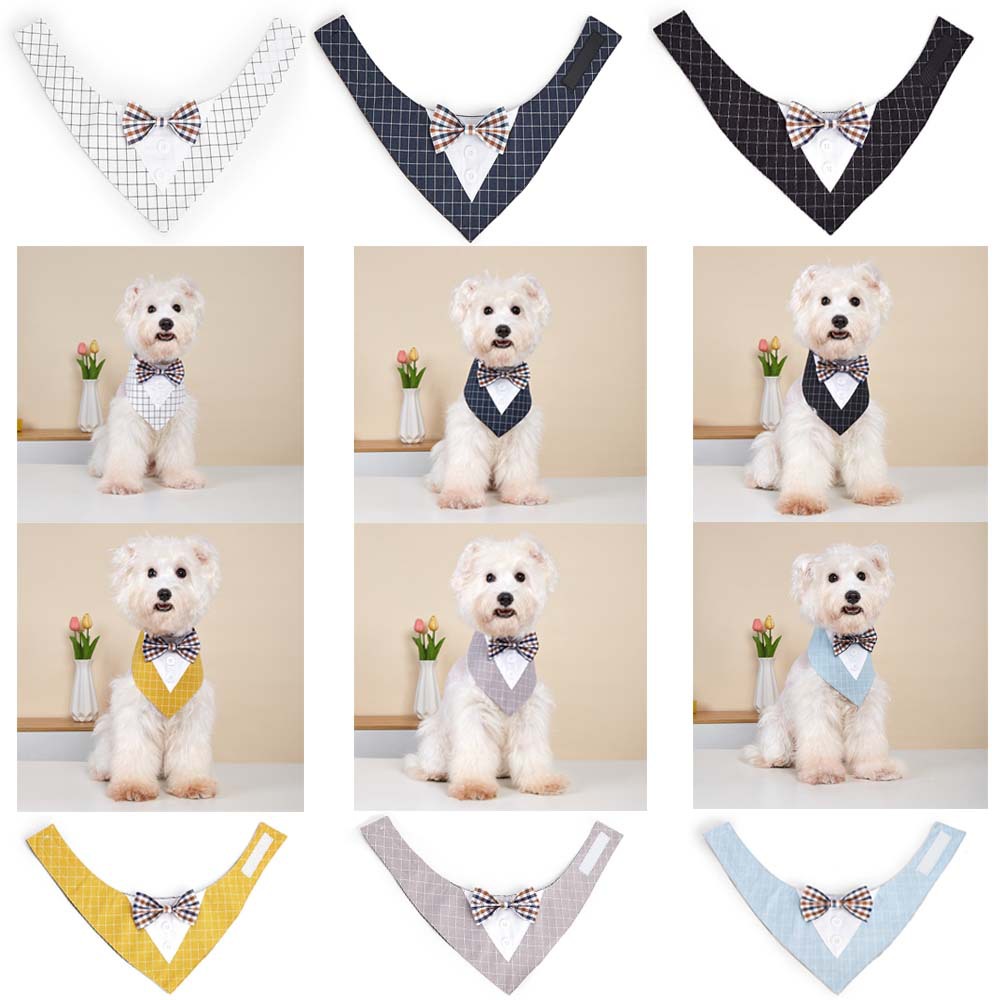 TANPOPO transfronterizo nuevo estilo británico trajes de boda mascotas toallas de saliva velcro toallas bufandas