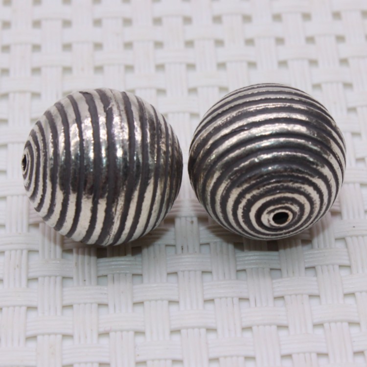 泰国手工艺925银纹圆珠DIY散珠配饰佛珠手链项链星月菩提套装饰品