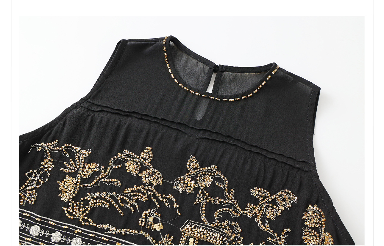 Đầm maxi nữ phong cách Trung Hoa thêu đính cườm retro mùa hè — Màu cà phê mẫu ngắn, Màu đen mẫu ngắn, Màu mơ mẫu ngắn, Màu đen dáng dài chi tiết 21