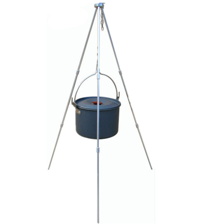 Outdoor Camping Hanging Pot Large Capacity Campfire Tripod Cooking Pot 4L Portable Marching Pot Camping Hanging Pot Cookware