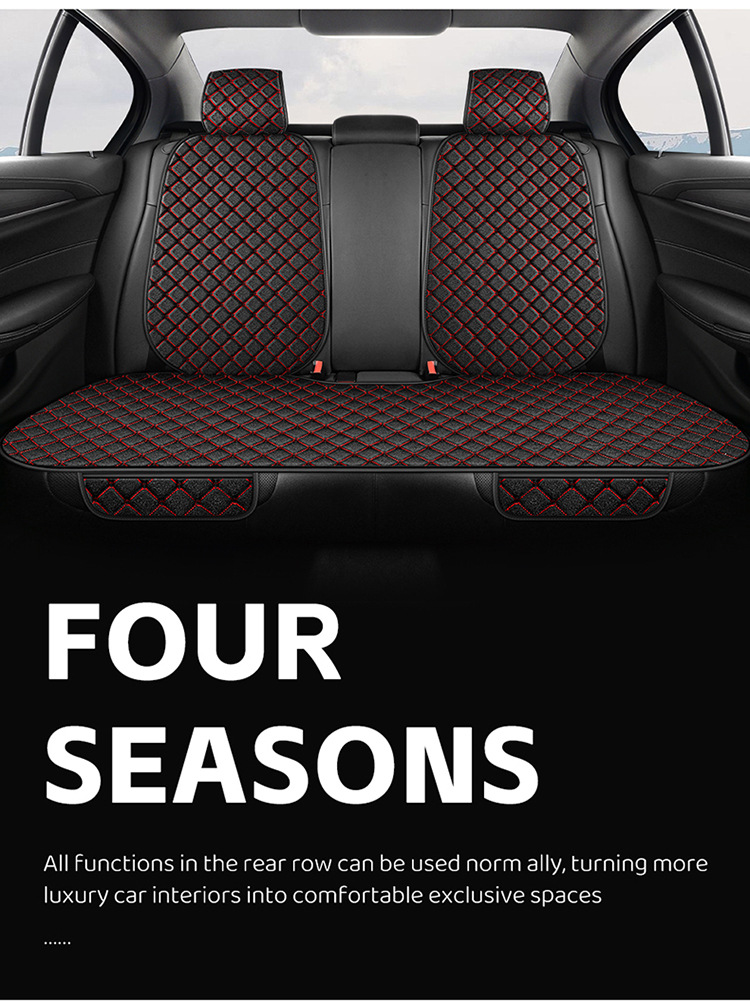Cross-Border Popular Car Seat Cushion, Universal for All Seasons, Tie-Free Anti-Slip Three-Piece Set, Five-Seat Linen Seat Cushion, Drop Shipping