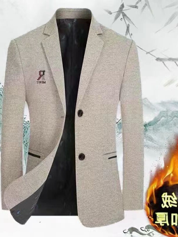Autumn and Winter New Men's Solid Color Middle-Aged Men's Non-Iron Thick Suit Business Casual Jacket Trendy Slim-Fit Single Suit Autumn and Winter New Men's Solid Color Middle-Aged Men's Non-Iron Thick Suit Business Casual Jacket Trendy Slim-Fit Single Suit