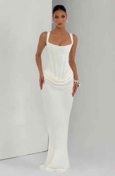 Abito sexy con canotta plissettata e gonna lunga aderente donna_voghion.com