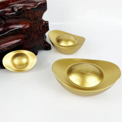 純銅金元寶擺件實心黃銅全銅元寶沙金元寶招財大小號家用客廳仿真