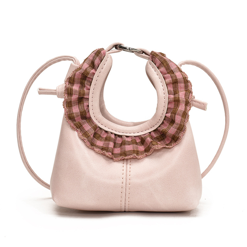 2025 otoño / invierno nuevo bolso infantil lindos bolsos de bebé de encaje redondo bolsos de mano mini niños de color sólido