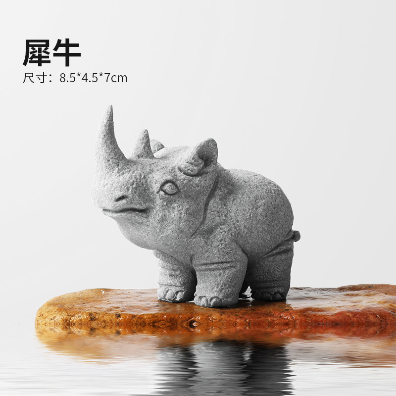 Pecera Arenisca azul Arenisca Dibujos animados Decoración de paisaje de bonsai de león Hippo Decoración de micropaisaje Tallado a prueba de piedra