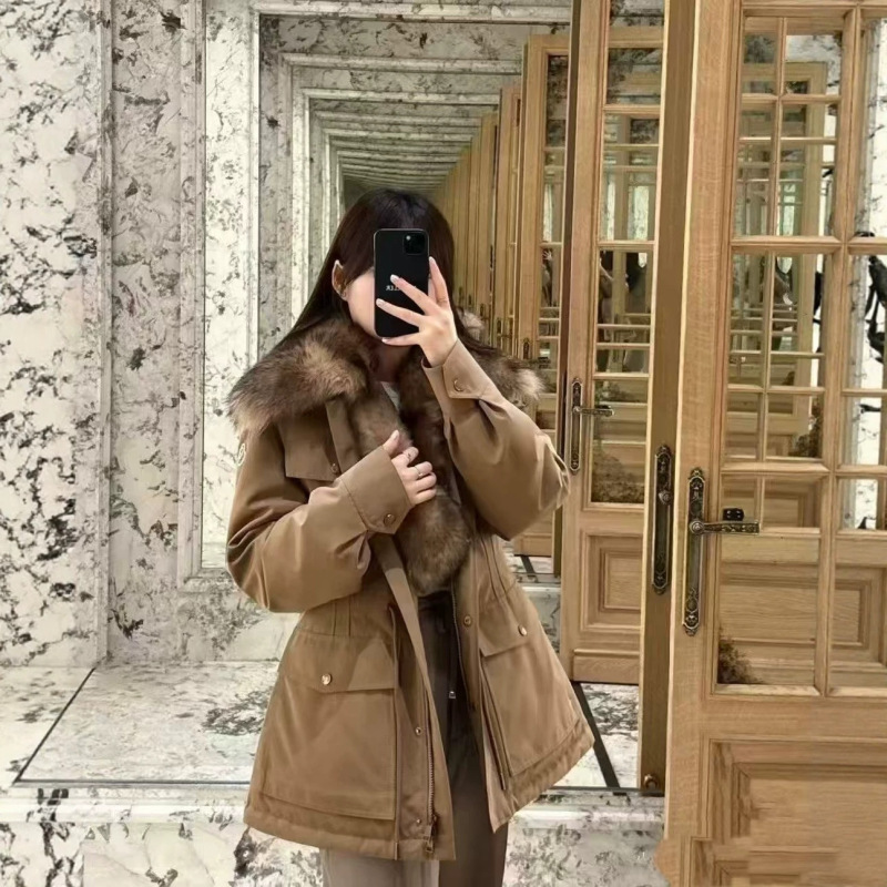 High-quality M-brand 26 new winter down jacket with fur collar and drawstring, lightweight, warm, stylish, versatile, and thick parka