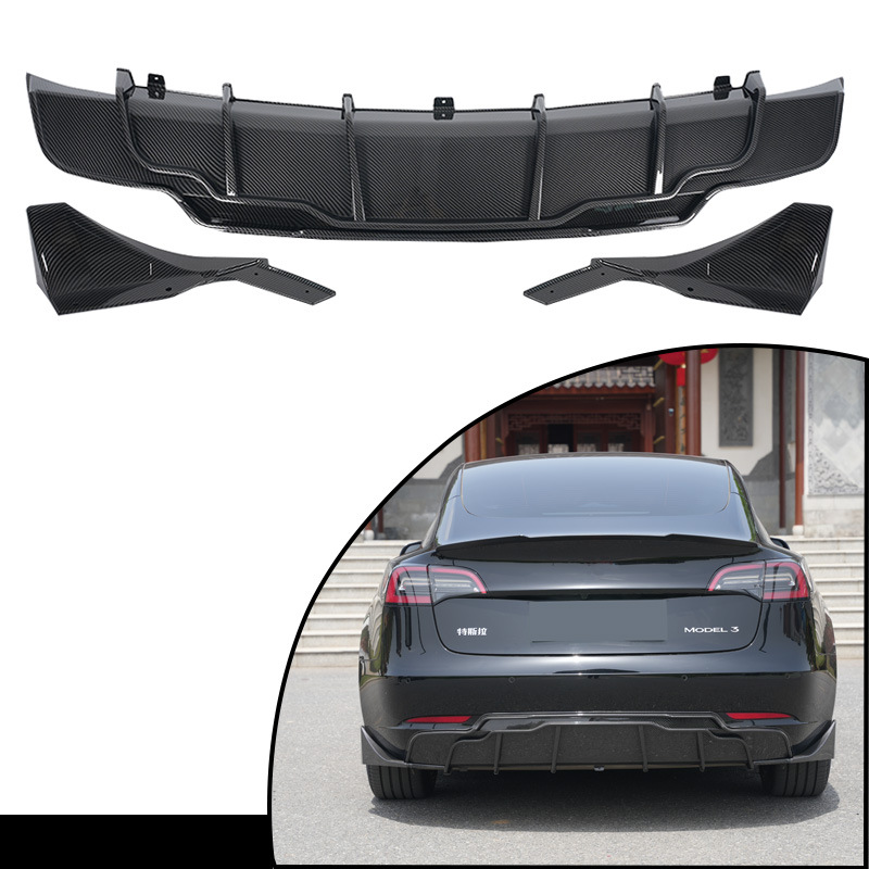 Model 3 — 适用于焕新版特斯拉Model3 Big Surrounded - rear-lip-carbon-fiber