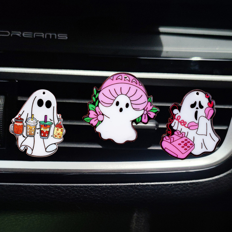 国境を越えて人気のハロウィーン幽霊車の吹出口香薫アクセサリーかわいい車載エアコン羽口装飾品|undefined