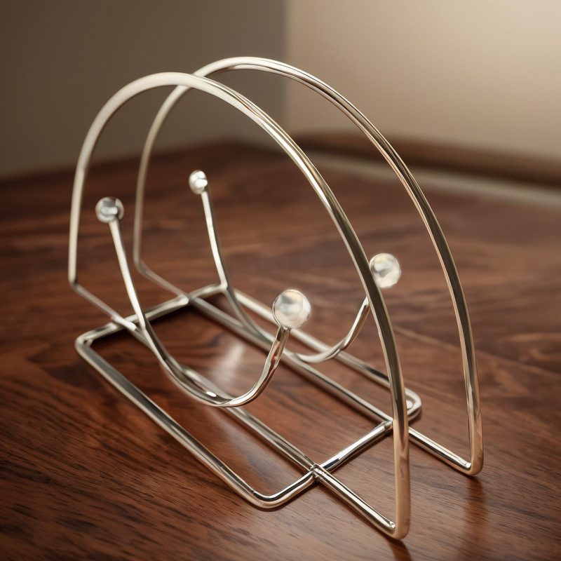 Nordic Kitchen Iron Half-Circle Upright Paper Towel Holder Hotel Caf&eacute; Homestay Desktop Decorate Luxury Tablecloth Storage