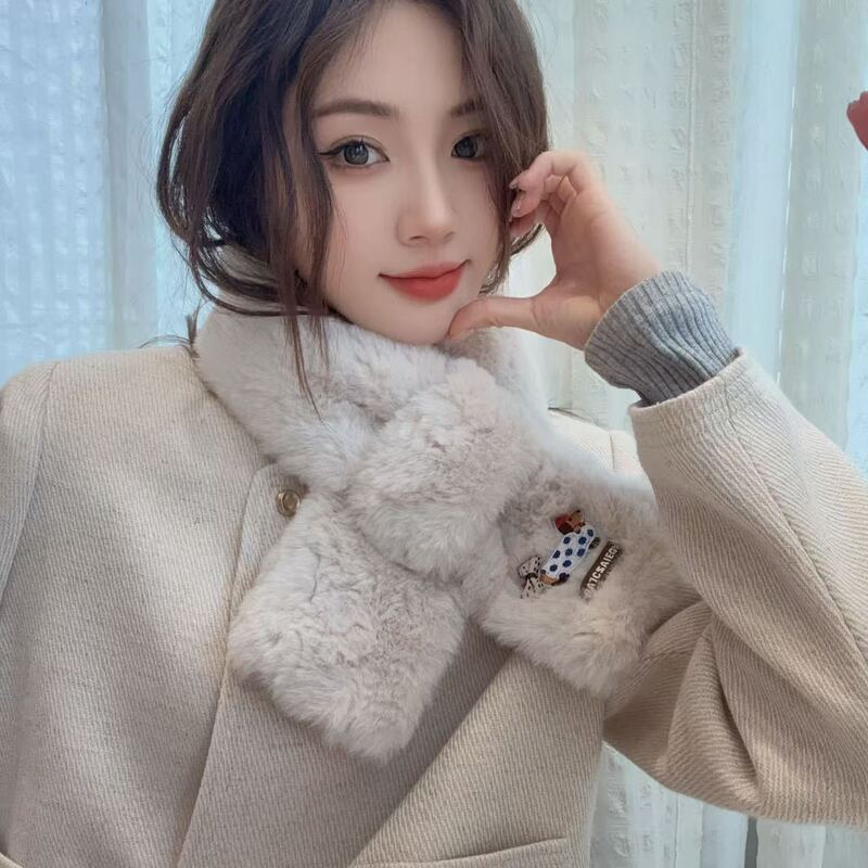 かわいいダックスフントのぬいぐるみスカーフ、冬の女性向け新作、厚手で暖かいネックウォーマー、韓国風高級感のあるネックウォーマー、学生向け|undefined