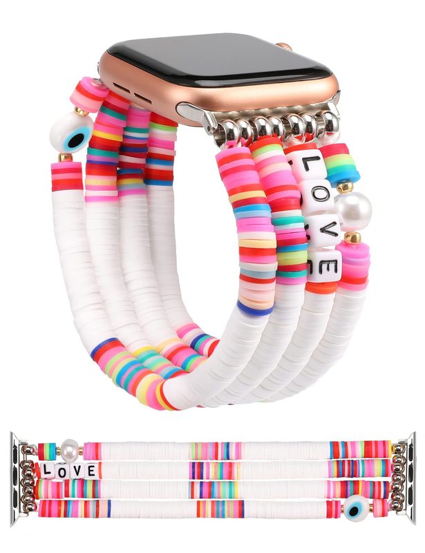 アップルのapple watchの腕時計の女性のかわいいファッションの多彩な弾力性の夏のビーチのビーズのブレスレットを適用します。|undefined