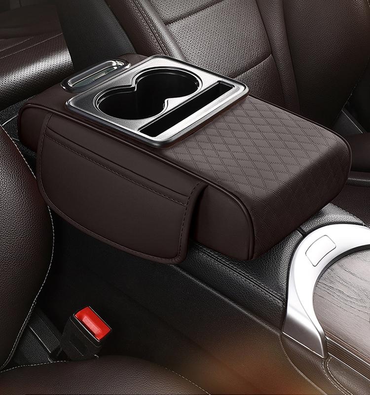 2026 New Model Multifunctional Height-Increasing Car Armrest Box Pad, Intense Coffee Color Height-Increasing Armrest Box Pad