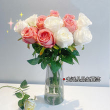 保加利亚玫瑰花仿真花假花高档家居房间装饰花束卧室客厅摆设批发