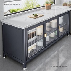 加厚厨房橱柜家用岩板台面餐边柜多层置物架可移动对开门碗柜