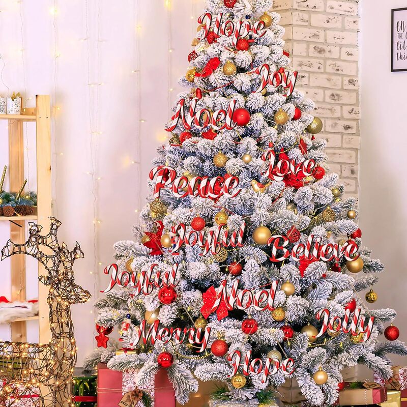 クロスボーダー新しいクリスマスツリー木製キャンディデコレーション赤と白のBelieveJoy文字中空木製吊り下げ装飾|undefined