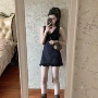 夏季无袖法式蕾丝连衣裙