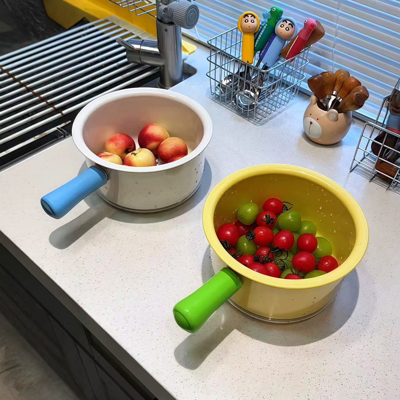 Cuchara de agua, lavabo de verduras, canasta de drenaje de doble capa, fregadero de cocina, canasta de filtro de residuos de alimentos separada, canasta de filtro de limpieza de frutas