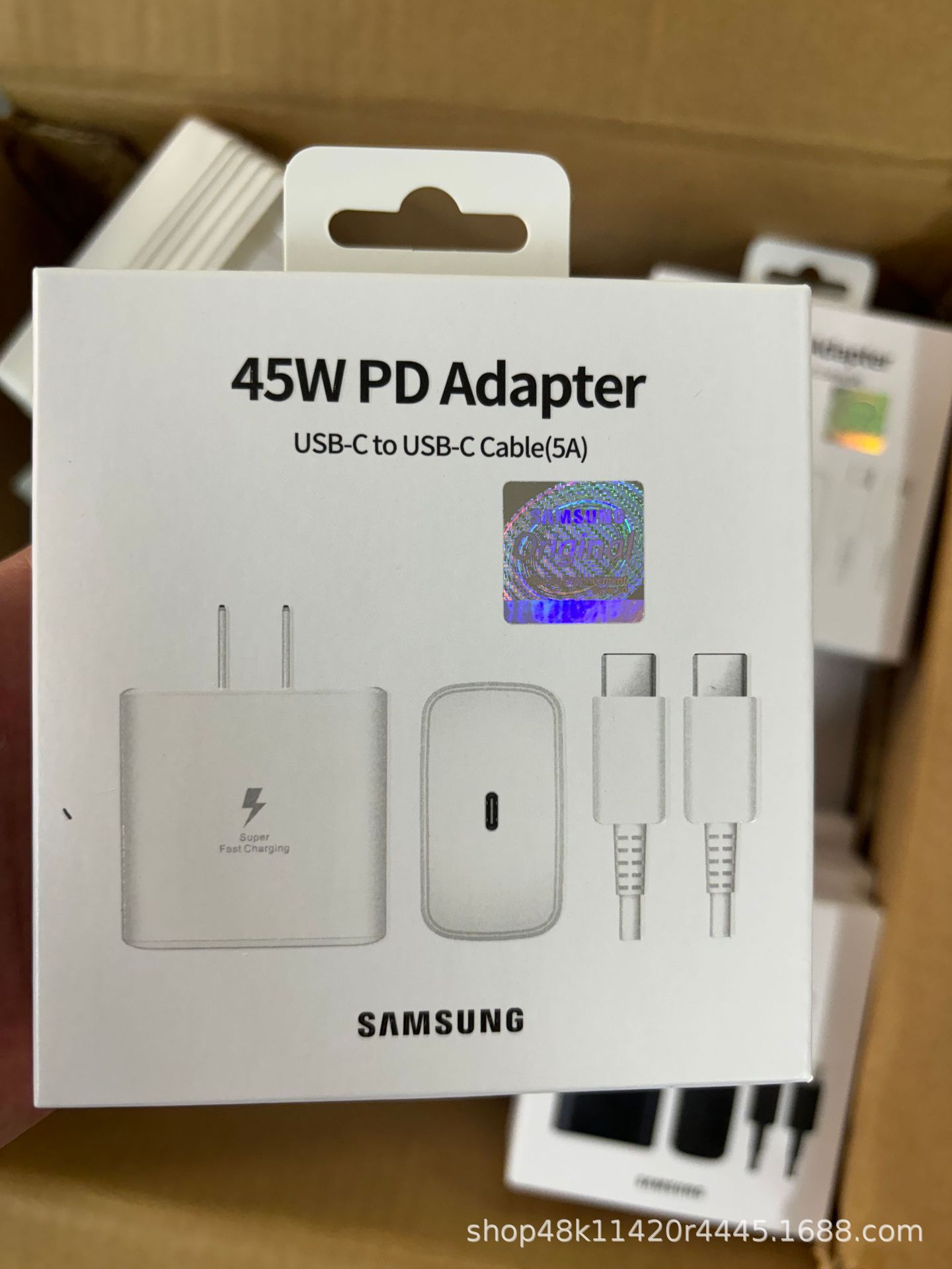 El T845 original es adecuado para el cargador de teléfono móvil Samsung 45W estándar europeo estándar británico super carga rápida 2.0 cabezal de carga
