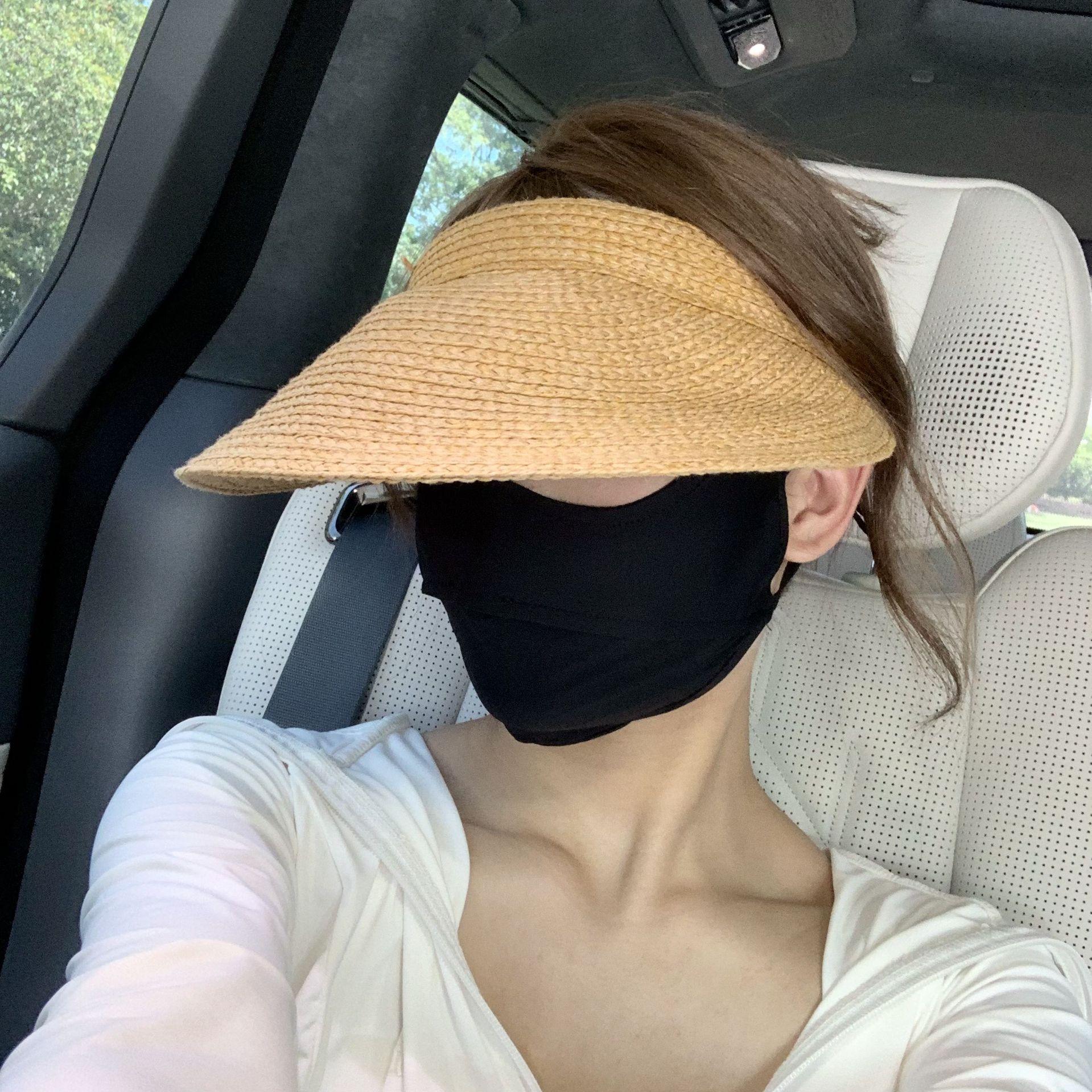 Máscara de protección solar de nailon completo, nueva máscara de color sólido de verano, cara de seda de hielo de alto valor, máscara de viento de conducción de estilo Gini