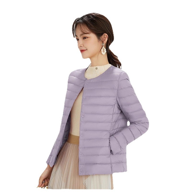 跨境羽绒服女轻薄短款便携式内胆新款秋冬外套女V领469874 478575|undefined