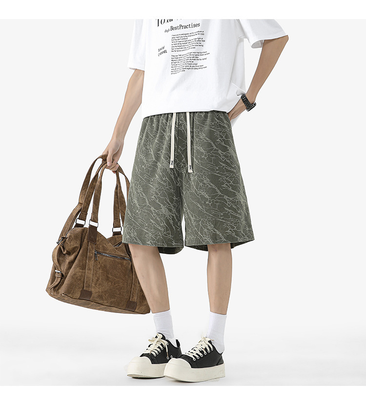 Men's Plus Size Casual Shorts Hong Kong Style Summer Thin Loose Straight Breathable Five Point Shorts Versatile Men's Clothing_viptrois.com