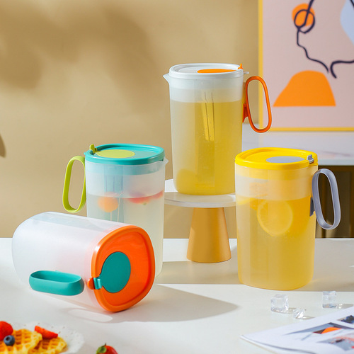 Summer refrigerator cold kettle plastic set, fruit teapot, household high temperature resistant cold kettle, large capacity tea cup