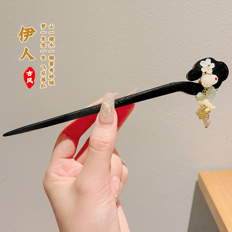 Pinzas de cabello de madera para mujeres nuevos pinzas de estilo chino de alto nivel diarios vestido de caballo de viaje antiguo sándalo bandeja de cabello pinzas de cabello tocado