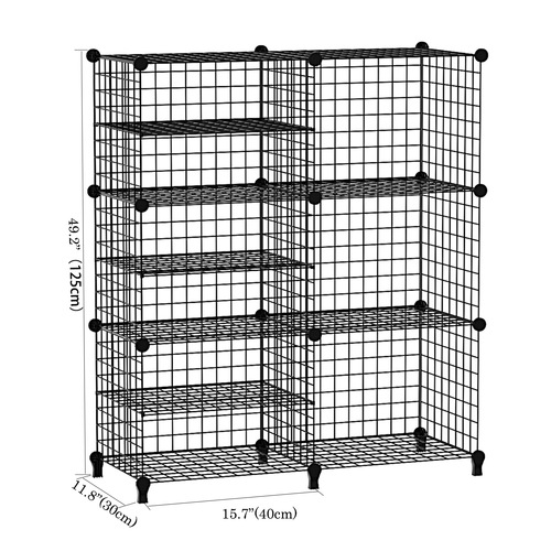 2-column 6-layer storage rack bookshelf miscellaneous rack translucent size grid combined with wire storage rack shelf storage rack