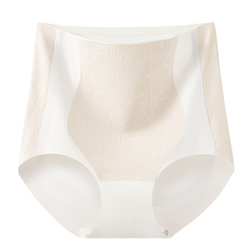Hielo de seda jacquard abdomen cintura alta glúteos calzoncillos sin costuras calzoncillos anti-pellizco glúteos antibacterianos entrepierna pantalones de vientre calzoncillos de mujer