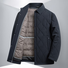 男士翻领鹅绒服男士轻薄款桑蚕丝脱卸鹅绒马甲内胆爸爸装外套