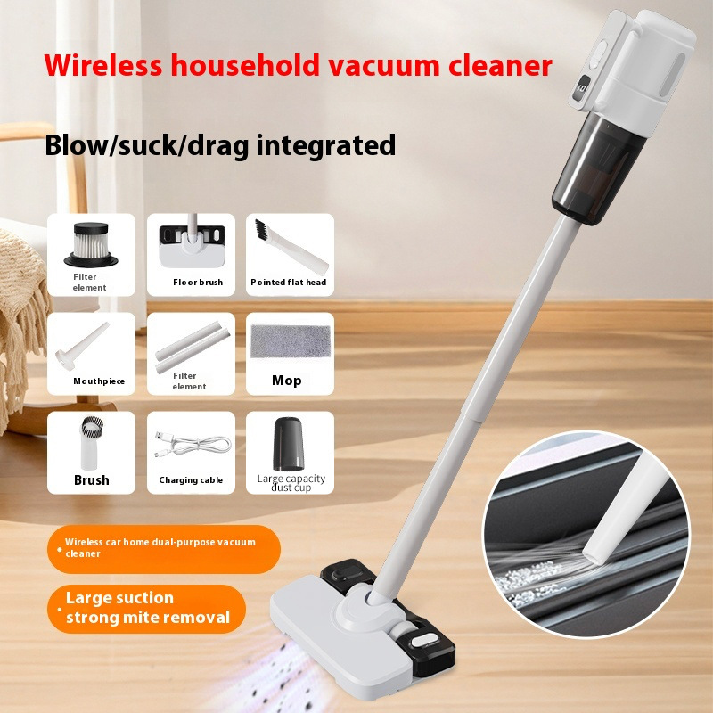 Cross-Border Wireless Handheld Vacuum Cleaner, Household Suction and Mopping All-In-One Small Floor Scrubber, Car-Mounted Three-In-One Cleaning Dust Collector